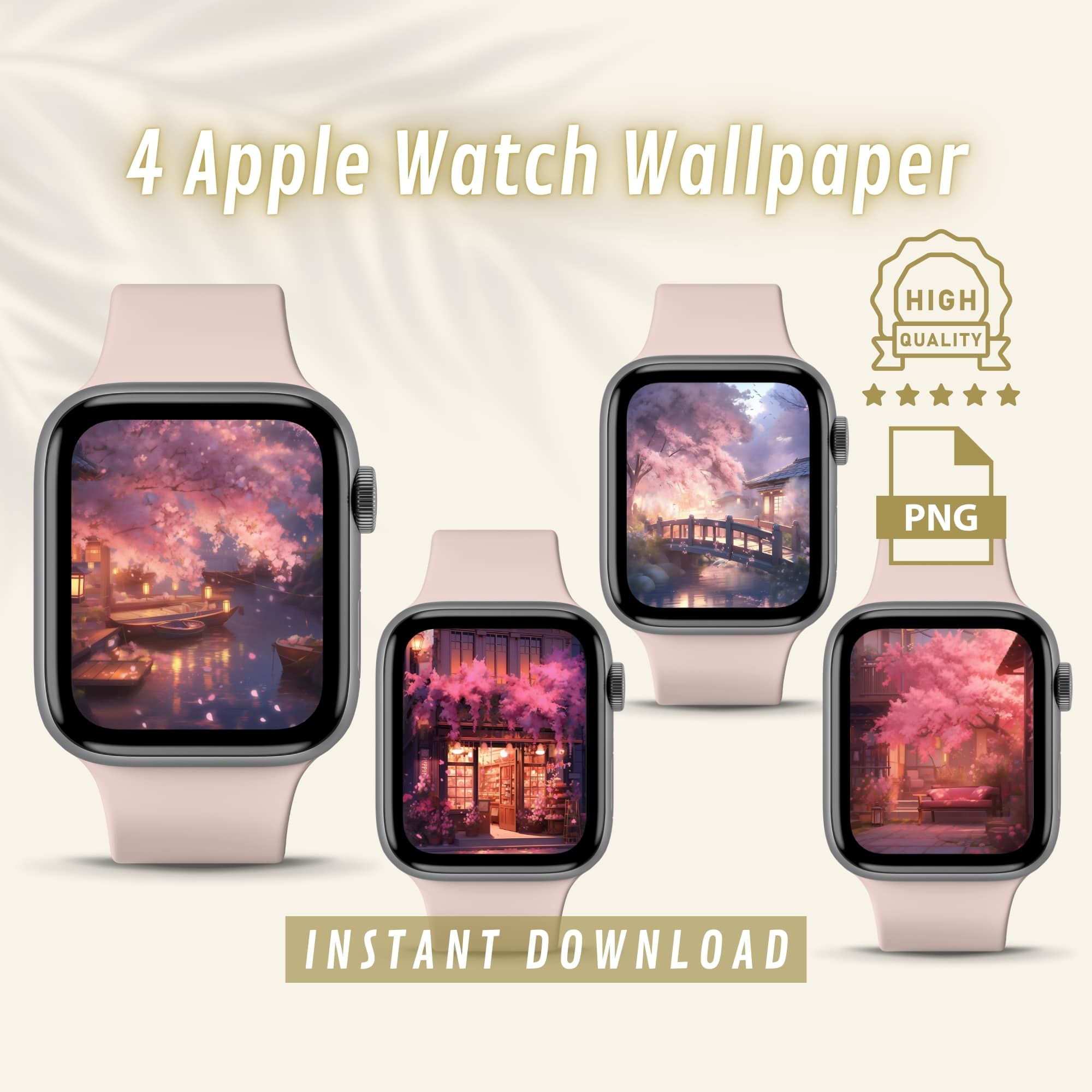 Pink Watch Face Background Blossom Aesthetic Bundle, Pastel Sakura Apple Watch Wallpaper, Purple Cherry Blossom Face Cover