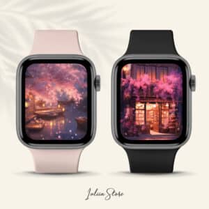 Pink Watch Face Background Blossom Aesthetic Bundle, Pastel Sakura Apple Watch Wallpaper, Purple Cherry Blossom Face Cover - photo #2