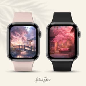 Pink Watch Face Background Blossom Aesthetic Bundle, Pastel Sakura Apple Watch Wallpaper, Purple Cherry Blossom Face Cover - photo #3