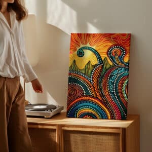 Indigenous Australian Art, Abstract Flower Meadow Dot Painting, Vibrant Aboriginal Wall Decor, Unique Home Gift