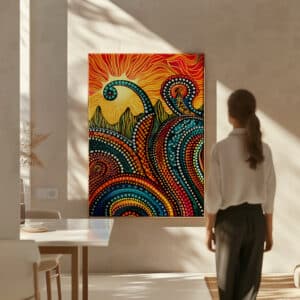 Indigenous Australian Art, Abstract Flower Meadow Dot Painting, Vibrant Aboriginal Wall Decor, Unique Home Gift, Free Shipping - photo #1