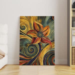 Original & Authentic Aboriginal Art Piece: Abstract Flower Dot Painting, Perfect Gallery Wall Decor, Free Shipping - photo #1