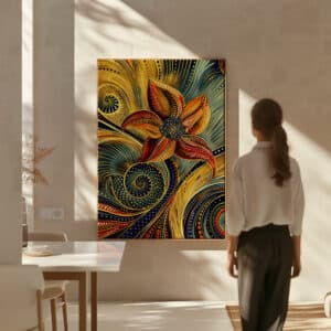 Original & Authentic Aboriginal Art Piece: Abstract Flower Dot Painting, Perfect Gallery Wall Decor, Free Shipping - photo #2