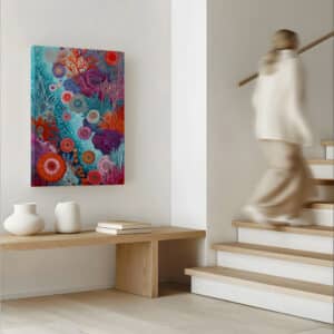 Blue Aboriginal Ocean Art on Canvas, Authentic Australian Dot Painting, Vibrant Modern Wall Decor, Free Shipping - photo #3