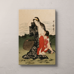 The Awabi Fishers Art, Kitagawa Utamaro Woodblock Print Reproduction, 2nd Part of Triptych, Japanese Edo Period Canvas, Free Shipping - photo #4