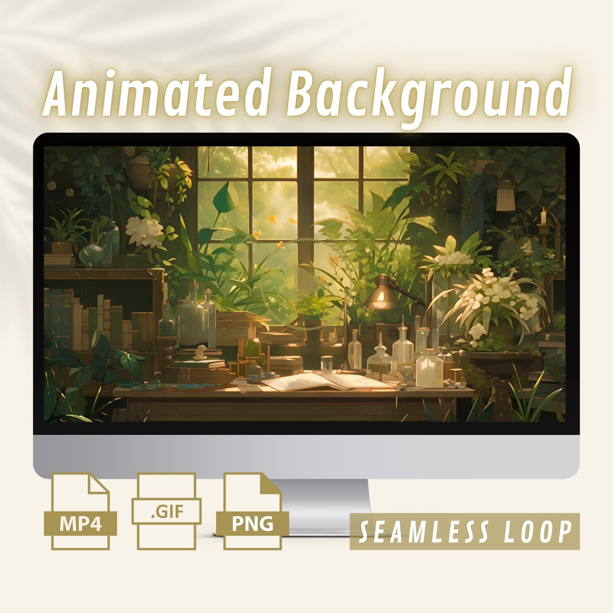 Animated Booklover Wallpaper, Lofi Anime Studio with Plants 4K Live Backgrounds for PC, High-Resolution Moving Screensaver