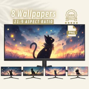 Ultrawide Screen Wallpaper, Cat in Pastel Twilight 4k Ultra HD, High Resolution Cute Desktop Widescreen Background