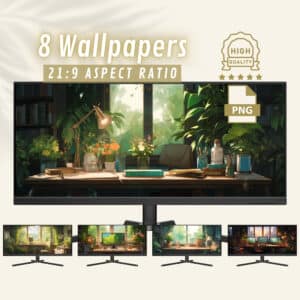 Floral Anime Ultrawide 4K Desktop Background, High Resolution Lofi Wallpaper for PC, Anime Scenic HD Wallpaper