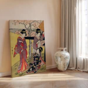 Bijin-ga Art Print on Canvas by Kitagawa Utamaro, Gotenyama no Hanami Hidari Edo Era Artwork for Unique Japanese Home Décor Gift - photo #1