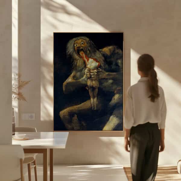 Saturn Devouring One of His Sons Art by Francisco de Goya, Goya Artwork Print on Canvas, Classic Spanish Wall Art, Free Shipping