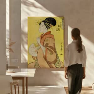 Hinazuru of the Chojiya Art Reproduction, Stunning Kitagawa Utamaro Ukiyo-e Woodblock Print on Canvas for Japanese Art Decor Gift - photo #2