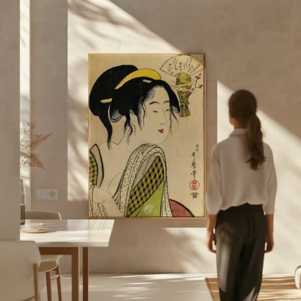 Love for a Farmer's Wife Woodblock Print on Canvas, Stunning Ukiyo-e Art by Kitagawa Utamaro, Ideal for Japanese Edo Era Art Decoration Gift