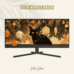 Black Cat and Christmas Aesthetics Ultrawide Wallpapers, Charming Xmas Decorations for High-Resolution Computer PC Screens - photo #2