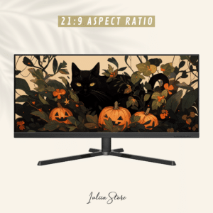 Black Cat and Halloween Creep Ultrawide Wallpapers, Cute Fall 4K Ultra HD Backgrounds for Widescreen Computer Monitors - photo #2