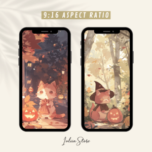 Kawaii Halloween Wallpapers, Autumn Aesthetic Backgrounds for Desktop and Fall Mobile Devices, Cute Red Cat and Halloween Fun Wallpapers - photo #4