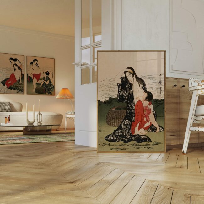 The Awabi Fishers Woodblock Print, Edo Period Artwork 2nd Part of Triptych by Kitagawa Utamaro, Unique Japanese Art Print for Cultural Gifts