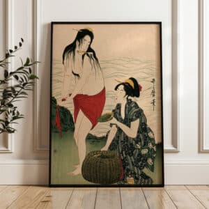 Girls Pearl-Divers Kitagawa Utamaro Woodblock Print, 3rd Part of Triptych Beautiful Bijin-ga Artwork, Perfect Japanese Art Print for Elegant Home - photo #3