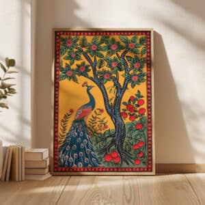 Peacock and Mango Tree Madhubani Art Print, Traditional Indian Folk Art Wall Decor for Home, Unique Poster Gift for Art Lovers - photo #6