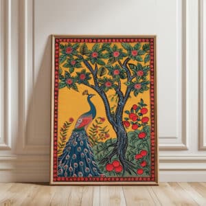 Peacock and Mango Tree Madhubani Art Print, Traditional Indian Folk Art Wall Decor for Home, Unique Poster Gift for Art Lovers - photo #10