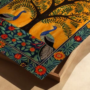 Peacocks and Tree Madhubani Folk Art, Colorful Floral Print for Wall Art, Ideal for Ethnic Home Styling, Thoughtful Indian Painting Art Gift - photo #1