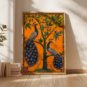 Colorful Peacocks & Tree Madhubani Art Print, Traditional Folk Art Wall Decor for Indian Home, Vibrant Artwork for Living Room Decor - photo #2