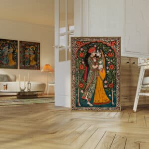 Madhubani Painting Style Art of Radha Krishna, Vibrant Traditional Indian Art for Home Decor, Perfect Hindu God Gift for Art Lovers - photo #2