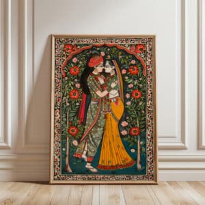 Madhubani Painting Style Art of Radha Krishna, Vibrant Traditional Indian Art for Home Decor, Perfect Hindu God Gift for Art Lovers - photo #9