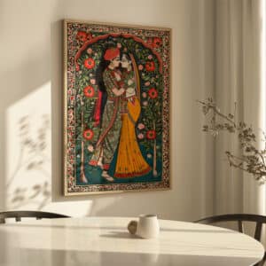 Madhubani Painting Style Art of Radha Krishna, Vibrant Traditional Indian Art for Home Decor, Perfect Hindu God Gift for Art Lovers - photo #5