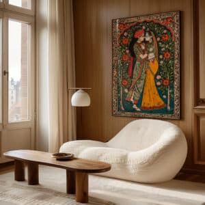 Madhubani Painting Style Art of Radha Krishna, Vibrant Traditional Indian Art for Home Decor, Perfect Hindu God Gift for Art Lovers - photo #6