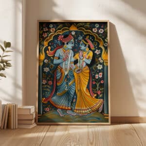 Madhubani Folk Art Wall Art, Indian Captivating Krishna and Radha Painting for Cultural Home Decor, Thoughtful Hindu Gift Idea - photo #4