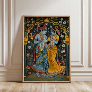 Madhubani Folk Art Wall Art, Indian Captivating Krishna and Radha Painting for Cultural Home Decor, Thoughtful Hindu Gift Idea - photo #7