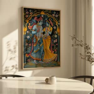 Madhubani Folk Art Wall Art, Indian Captivating Krishna and Radha Painting for Cultural Home Decor, Thoughtful Hindu Gift Idea - photo #8