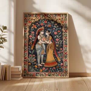 Indian Wall Art Print, Vibrant Madhubani Krishna and Radha Artwork for Home Decor, Ideal Gift for Art Lovers and Spiritual Occasions - photo #6