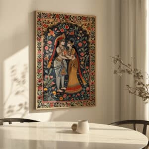 Indian Wall Art Print, Vibrant Madhubani Krishna and Radha Artwork for Home Decor, Ideal Gift for Art Lovers and Spiritual Occasions - photo #4