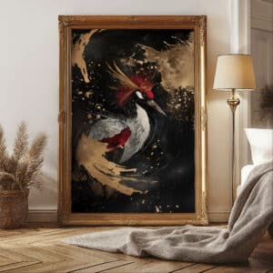 Black & Gold Japanese Crane Wall Art, Vintage-Inspired Artwork in Elegant Neutral Tones, A Great Unique Gift for Lovers of Asian Decor - photo #4