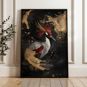 Black & Gold Japanese Crane Wall Art, Vintage-Inspired Artwork in Elegant Neutral Tones, A Great Unique Gift for Lovers of Asian Decor - photo #2