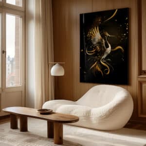 Elegant Japanese Crane Wall Art, Minimalist Black and Gold Japan Crane Artwork for Neutral Home Decor, Perfect Cultural Gift - photo #7