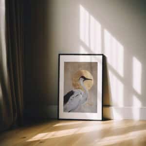 Japanese Red-Crowned Crane & Gold Moon Wall Art, Elegant Japandi Minimalist Print for Modern and Neutral Home Décor - photo #8