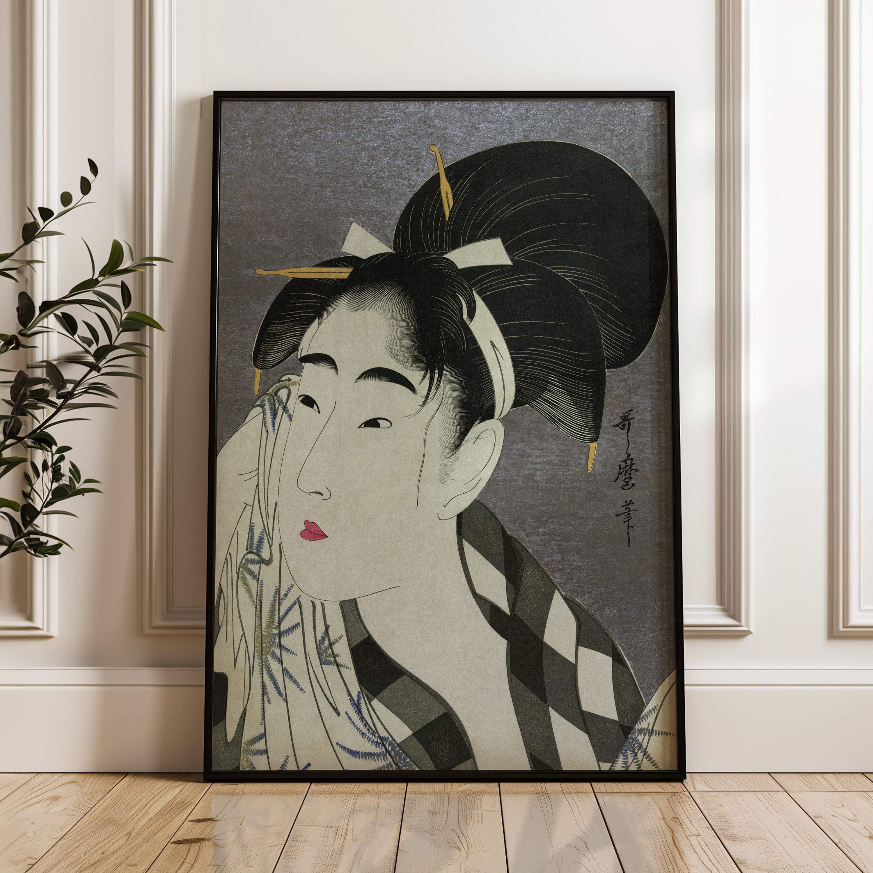 Ase o Fuku Onna by Kitagawa Utamaro, Woman Wiping Sweat Print, Vintage Ukiyo-e Art, Elegant Japanese Art Reproduction, Unique Gift