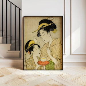 A Young Girl Offering Tea to Another Elegant Kitagawa Utamaro Bijin-ga Artwork, Woodblock Art for Japanese Culture and Home Decor Gift - photo #8