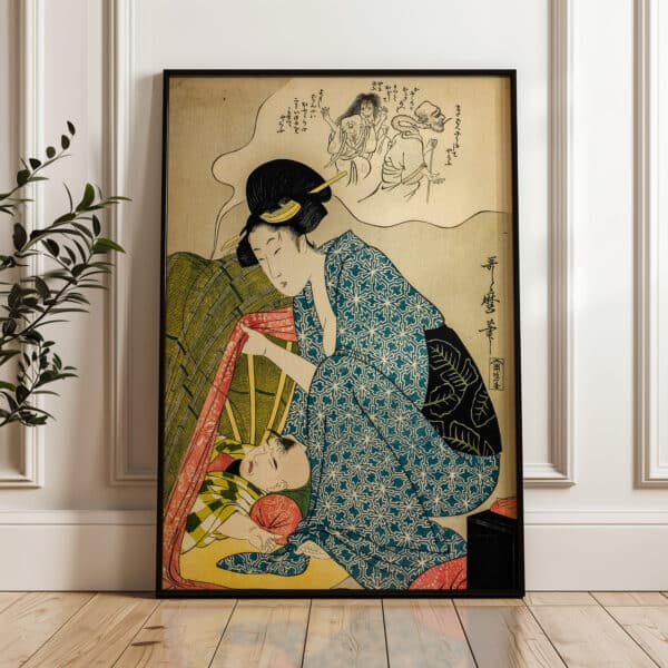 Child's Nightmare of Ghosts Art Poster, Bijin-ga Artwork by Kitagawa Utamaro, Traditional Japanese Woodblock Print, Cultural Home Gift