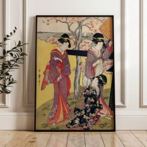 Beautiful Bijin-ga by Kitagawa Utamaro, Gotenyama no Hanami Hidari Woodblock Print, Ideal for Home Decor and Asian Art Collectors