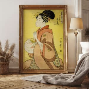 Hinazuru of the Chojiya Ukiyo-e Woodblock Print, Kitagawa Utamaro Artwork, Beautiful Wall Art for Home Decor, Japanese Cultural Gift