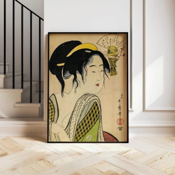 Love for a Farmer's Wife Woodblock Print by Kitagawa Utamaro, Elegant Bijin-ga Poster Artwork, Japanese Home Decor, Great Cultural Art Gift