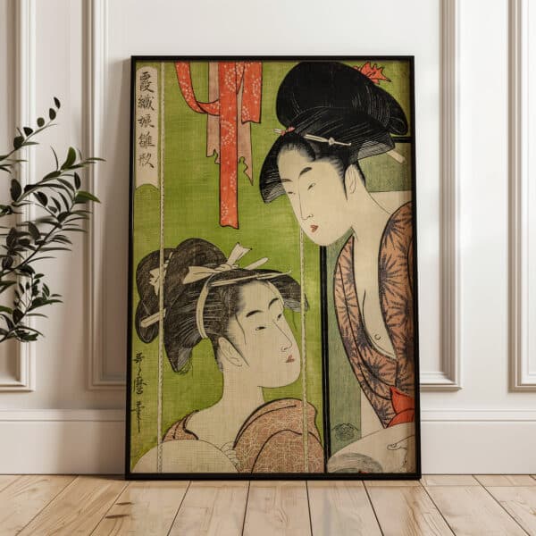 Mosquito Net Woodblock Print by Kitagawa Utamaro, Stunning Ukiyo-e Artwork, Perfect for Edo Period Japanese Art Lovers and Cultural Gifts