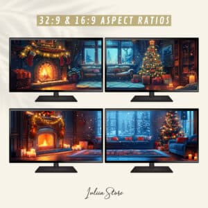 Anime Festive Fireplace Retreat Dual Screen Wallpapers, Cozy Holiday Anime Studio Backgrounds for Dual Monitor Setup for Desktop and PC - photo #1