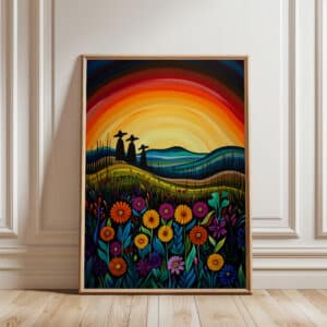 Sunset Canadian Aboriginal Art Style Print, Colorful Wildlife Imagery for Stunning Indigenous-Inspired  Wall Decor, Perfect Cultural Housewarming Gift - photo #2