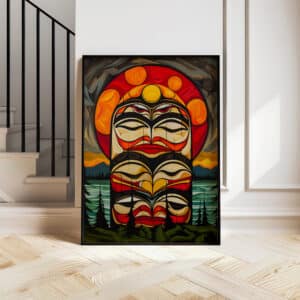 Colorful Abstract Canadian Aboriginal Style Artwork, Vibrant Indigenous Art Print for Living Spaces, Great Inuit Style Wall Art for Housewarming Gift - photo #9