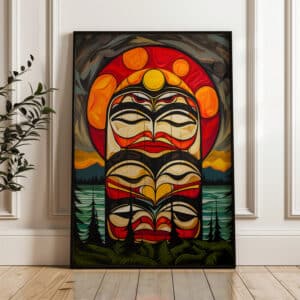 Colorful Abstract Canadian Aboriginal Style Artwork, Vibrant Indigenous Art Print for Living Spaces, Great Inuit Style Wall Art for Housewarming Gift