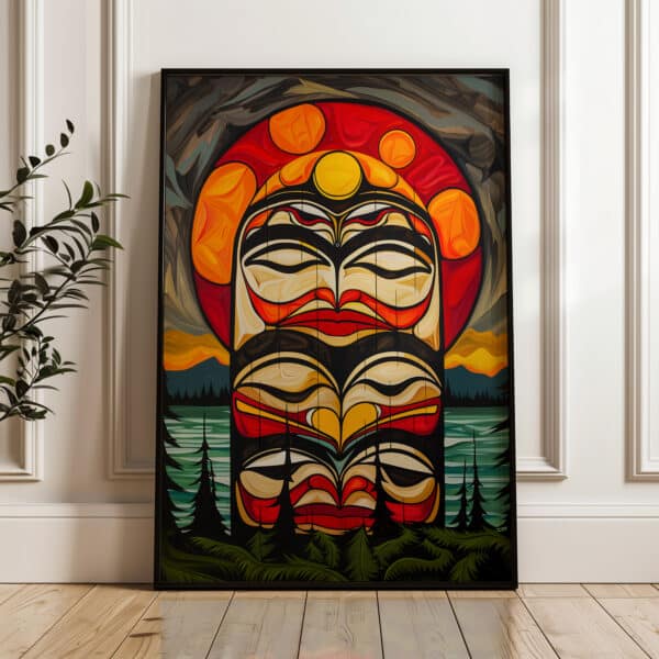 Colorful Abstract Canadian Aboriginal Style Artwork, Vibrant Indigenous Art Print for Living Spaces, Great Inuit Style Wall Art for Housewarming Gift